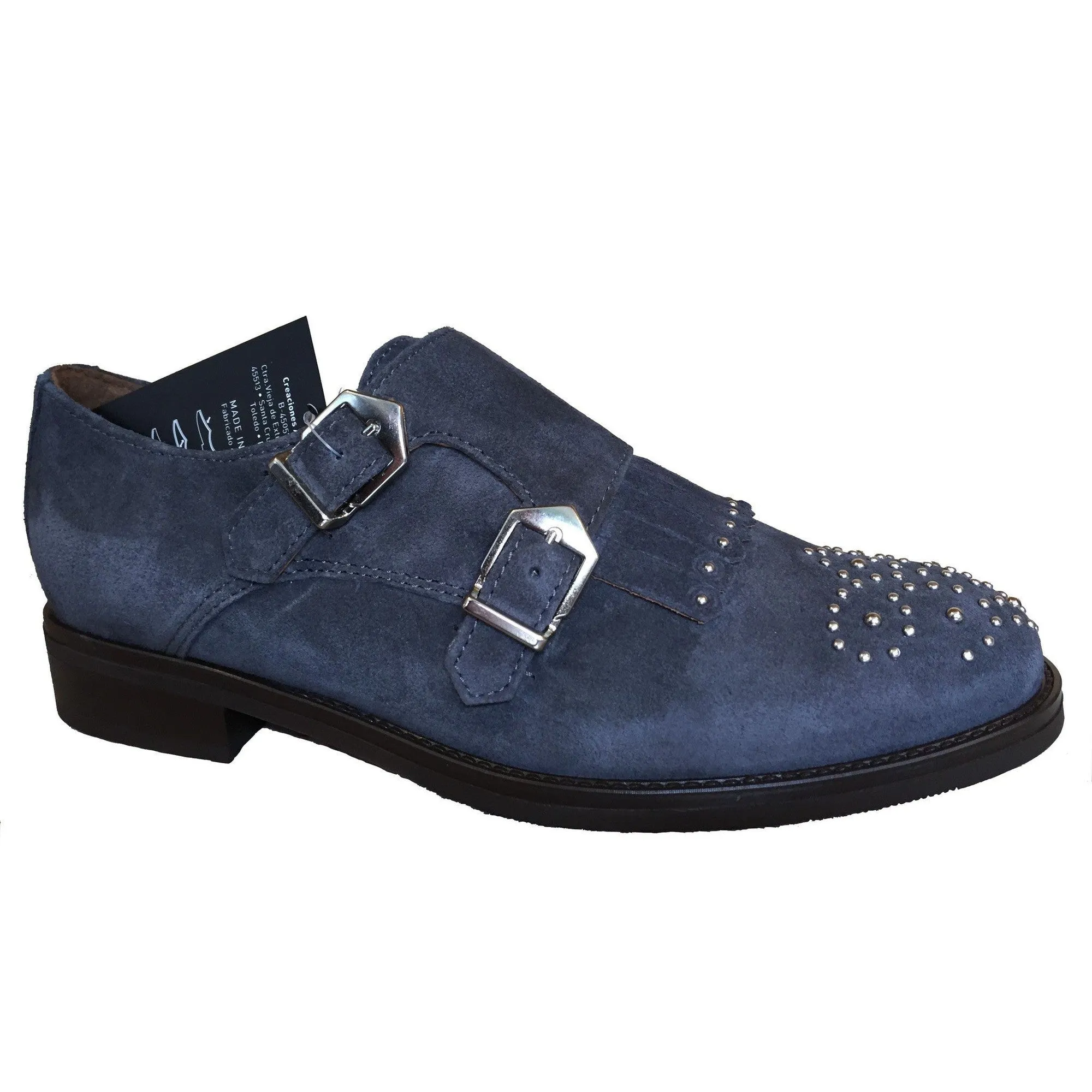 Alpe 31551146 Double Monk Strap Asphalt Grey Suede Shoes