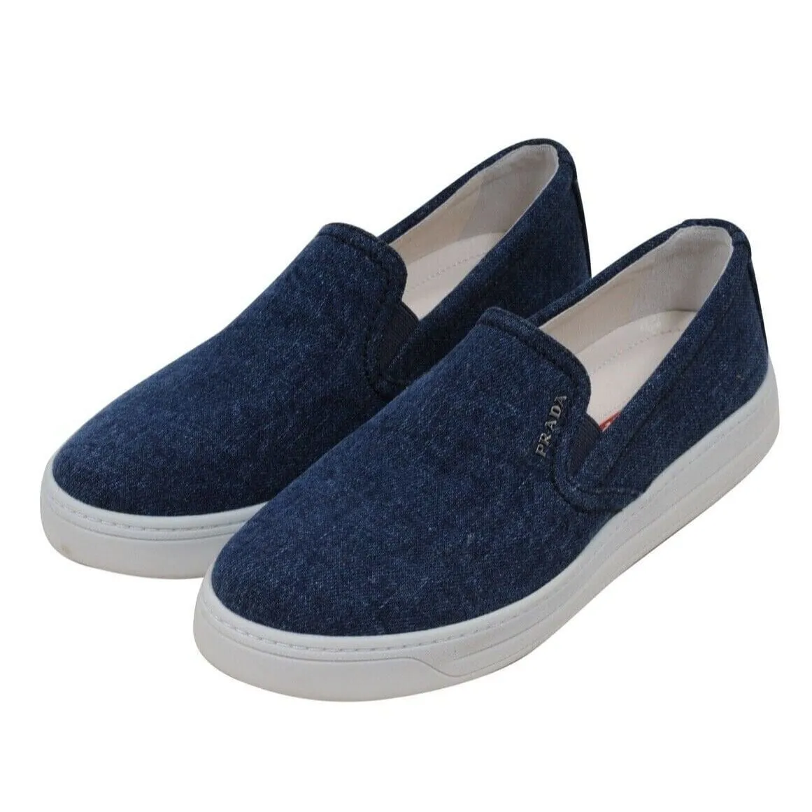 Blue Denim Canvas Slip On Sneakers