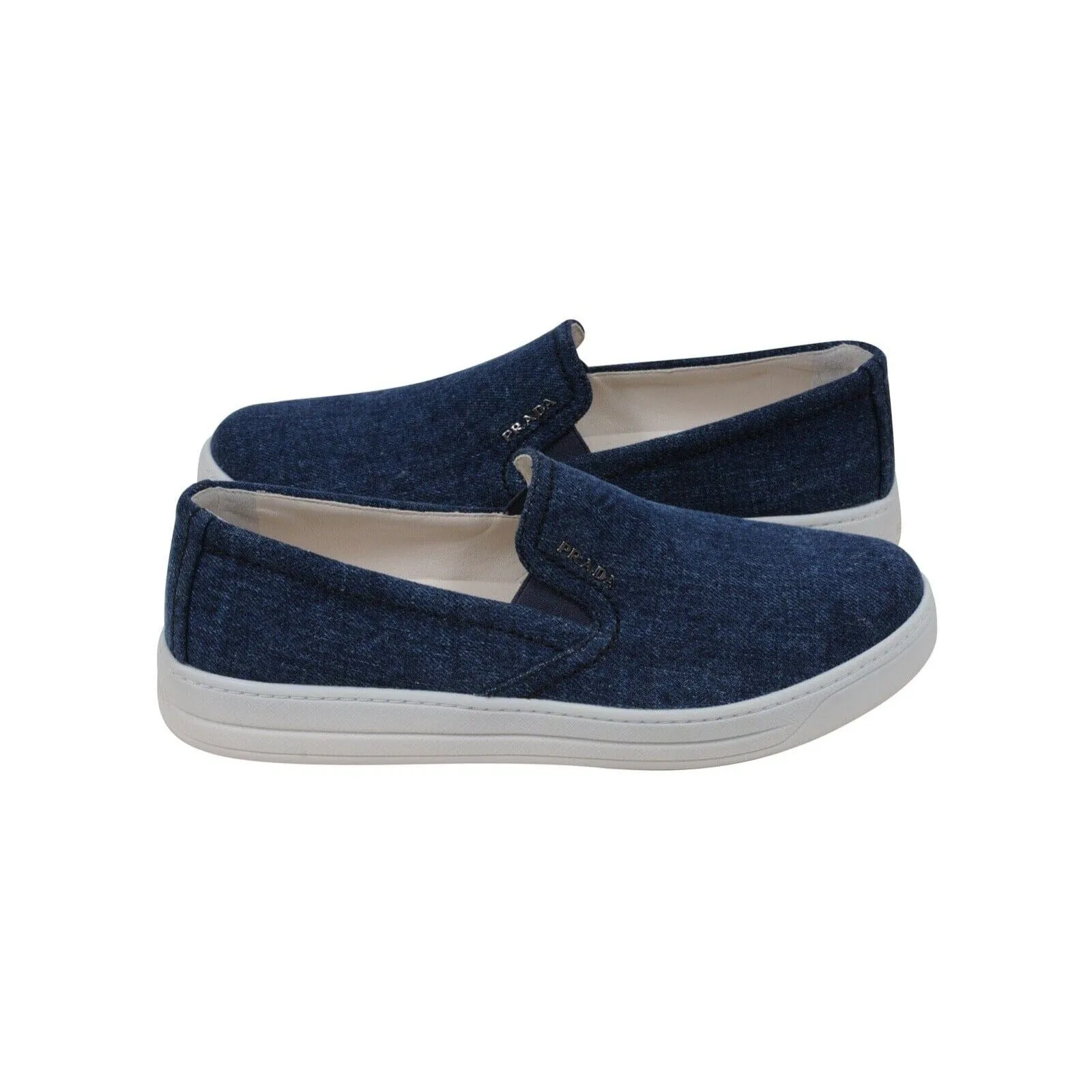Blue Denim Canvas Slip On Sneakers