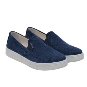 Blue Denim Canvas Slip On Sneakers