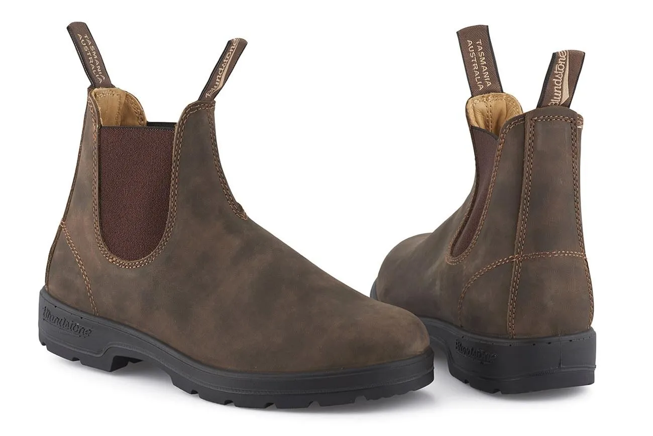 Blundstone Unisex Comfort Elastic Sides Chelsea Boot in Rustic Brown Leather (585)