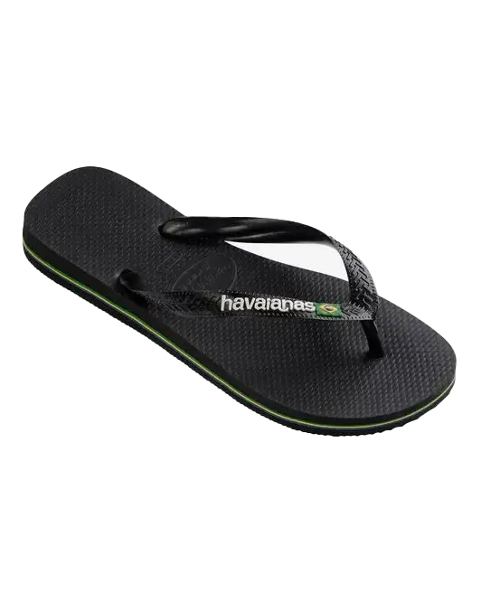 Brazil Logo Flip Flops in Black