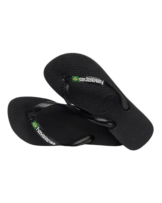 Brazil Logo Flip Flops in Black