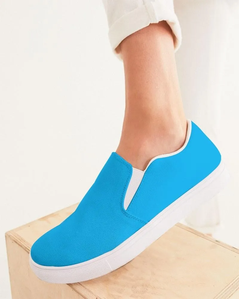 Bright Cyan Slip-On Canvas Sneakers | Women's | Bright Pure Cyan | C100M0Y0K0