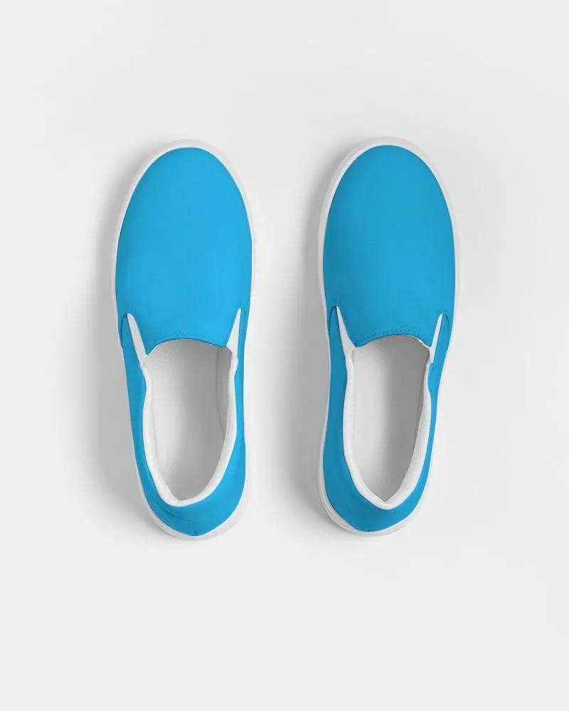 Bright Cyan Slip-On Canvas Sneakers | Women's | Bright Pure Cyan | C100M0Y0K0