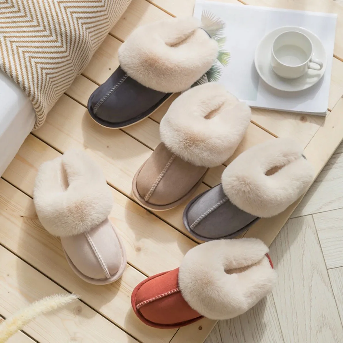 Comfortable Warm Lightweight Winter Soft Sherpa Fleece Home Slippers