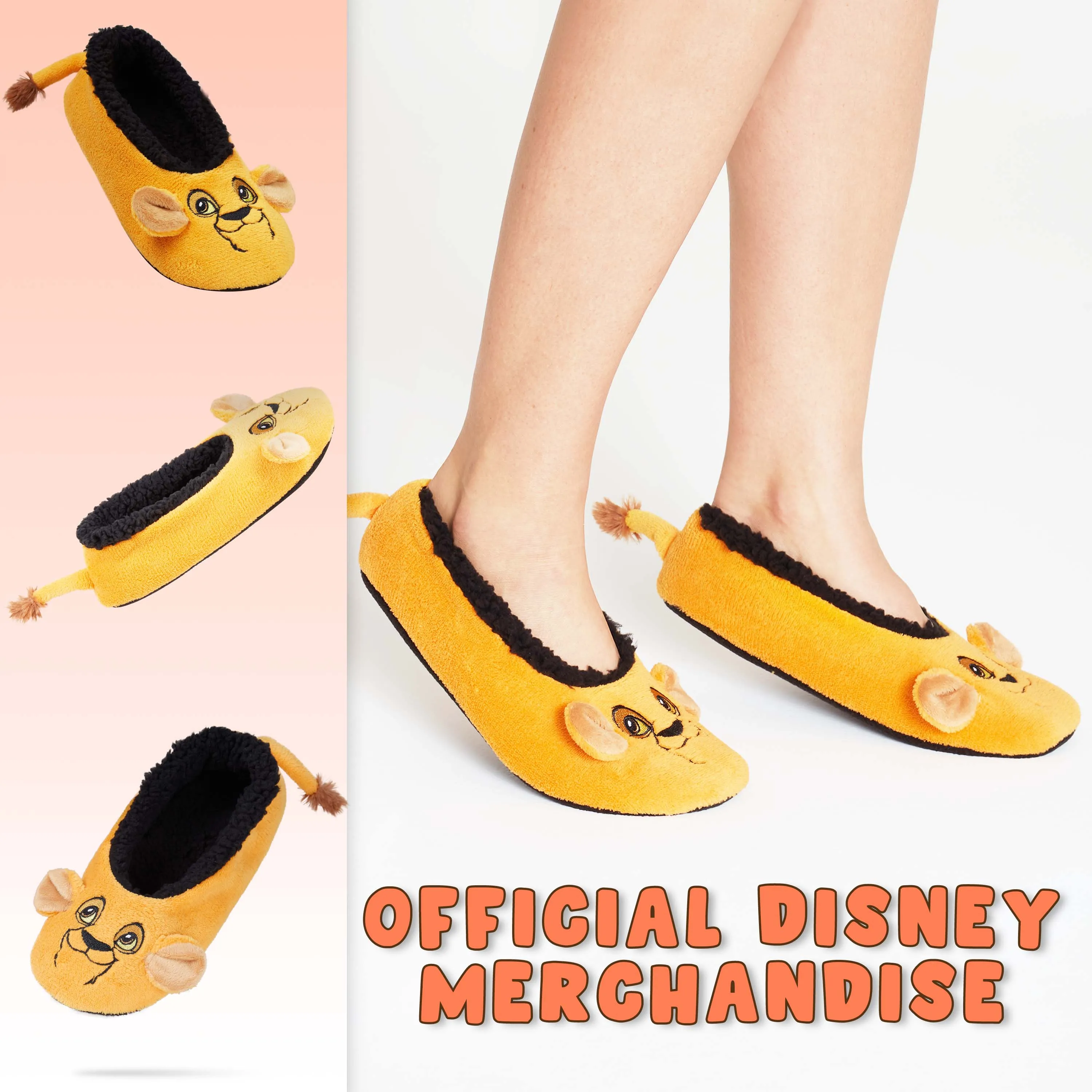 Disney Lion King Fluffy Slippers Socks for Women, Ballet Slippers Non Slip, Lion King Gifts