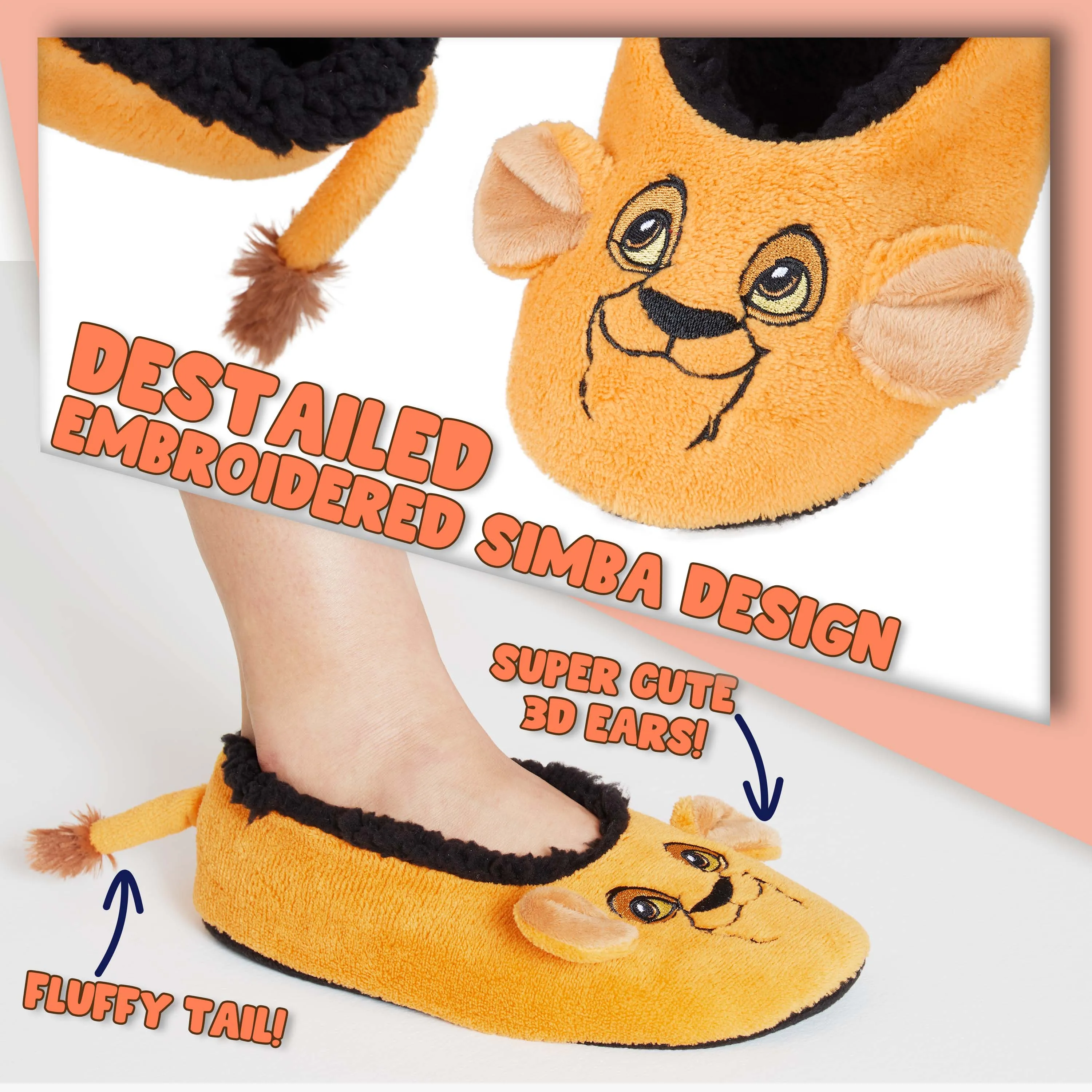 Disney Lion King Fluffy Slippers Socks for Women, Ballet Slippers Non Slip, Lion King Gifts