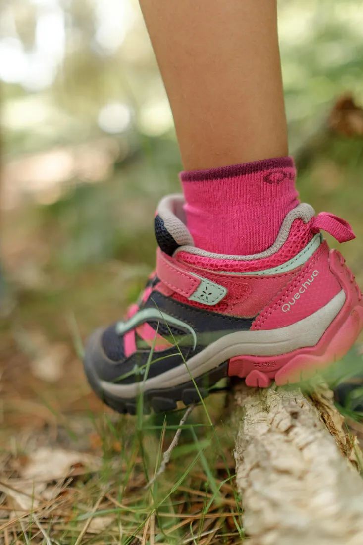 Girls' Walking Shoes with Rip-Tab - Pink/Navy
