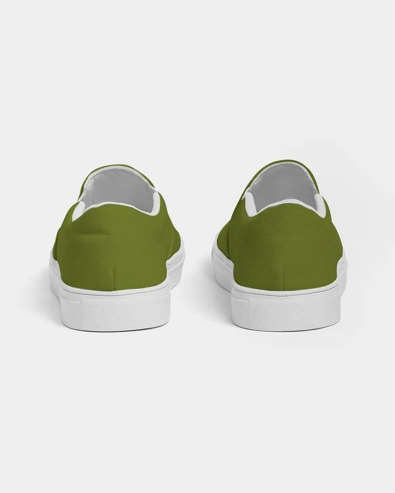 Medium Dark Yellow Warm Green Slip-On Canvas Sneakers | Men's | Medium Dark Pure Yellow Warm Green | C25M0Y100K60