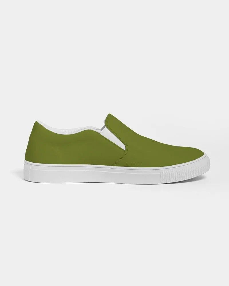 Medium Dark Yellow Warm Green Slip-On Canvas Sneakers | Men's | Medium Dark Pure Yellow Warm Green | C25M0Y100K60