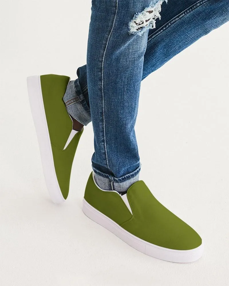 Medium Dark Yellow Warm Green Slip-On Canvas Sneakers | Men's | Medium Dark Pure Yellow Warm Green | C25M0Y100K60