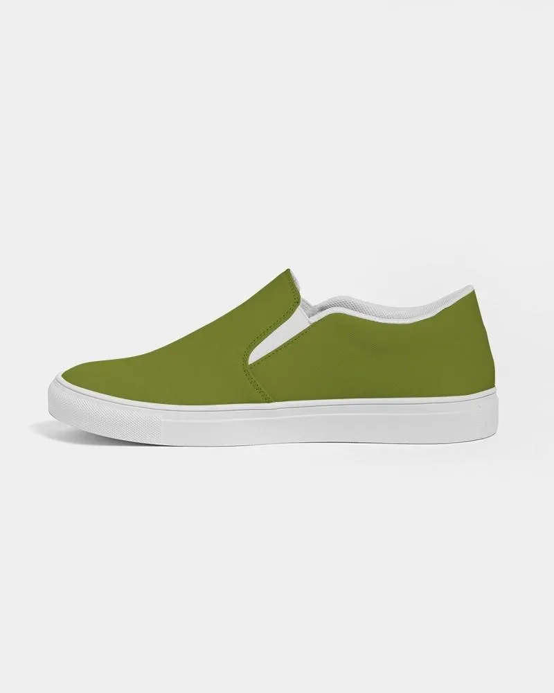 Medium Dark Yellow Warm Green Slip-On Canvas Sneakers | Men's | Medium Dark Pure Yellow Warm Green | C25M0Y100K60