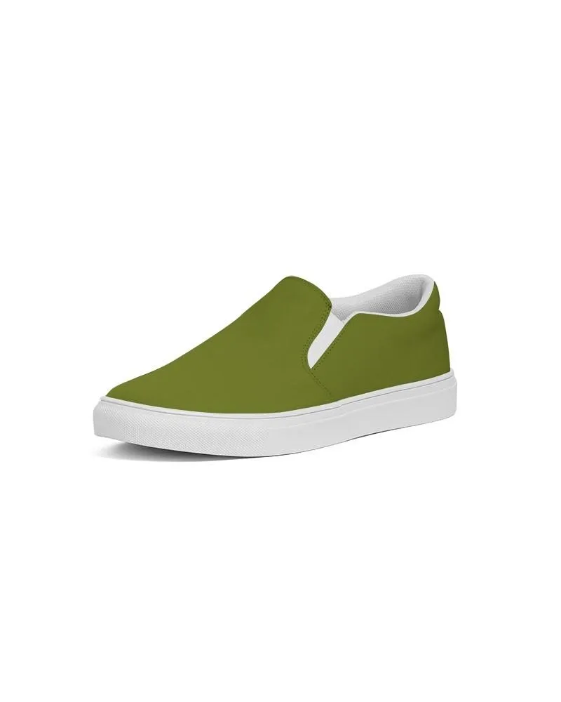 Medium Dark Yellow Warm Green Slip-On Canvas Sneakers | Men's | Medium Dark Pure Yellow Warm Green | C25M0Y100K60