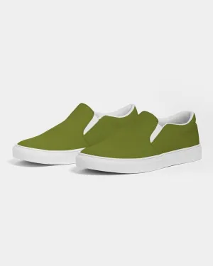Medium Dark Yellow Warm Green Slip-On Canvas Sneakers | Men's | Medium Dark Pure Yellow Warm Green | C25M0Y100K60