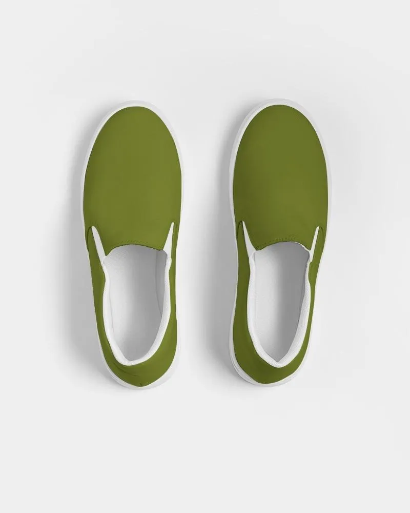 Medium Dark Yellow Warm Green Slip-On Canvas Sneakers | Men's | Medium Dark Pure Yellow Warm Green | C25M0Y100K60
