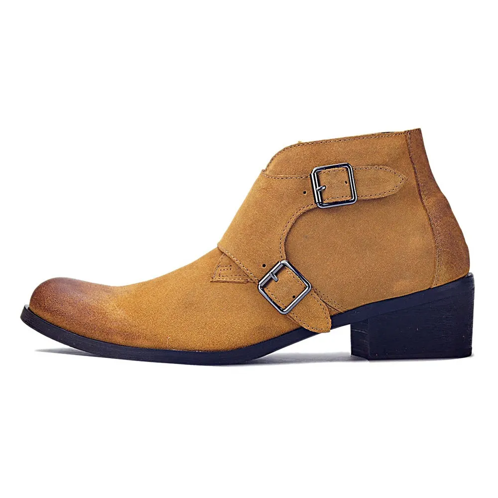 Monk Strap High Heel Ankle Boots for Men