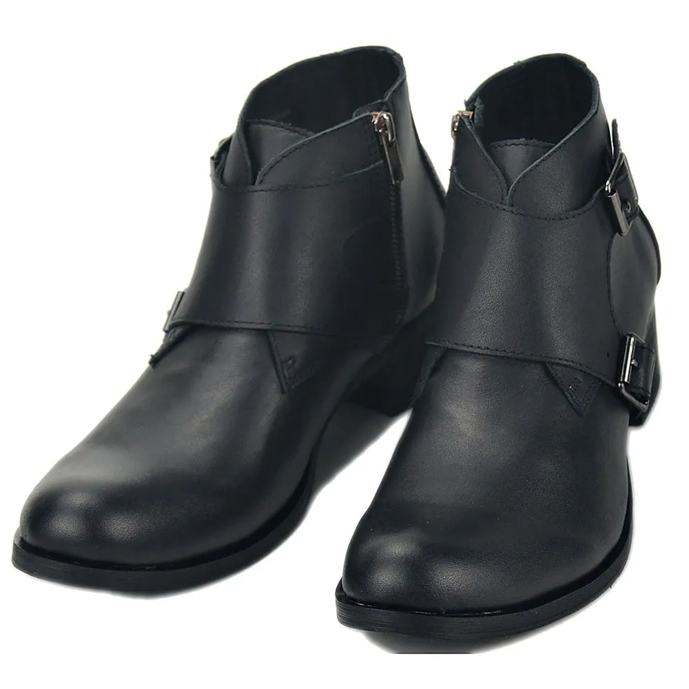 Monk Strap High Heel Ankle Boots for Men