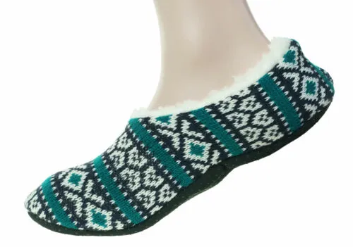 Polar Extreme Heat Men's Insulated Thermal Fleece Lined Slippers Turquoise Navy
